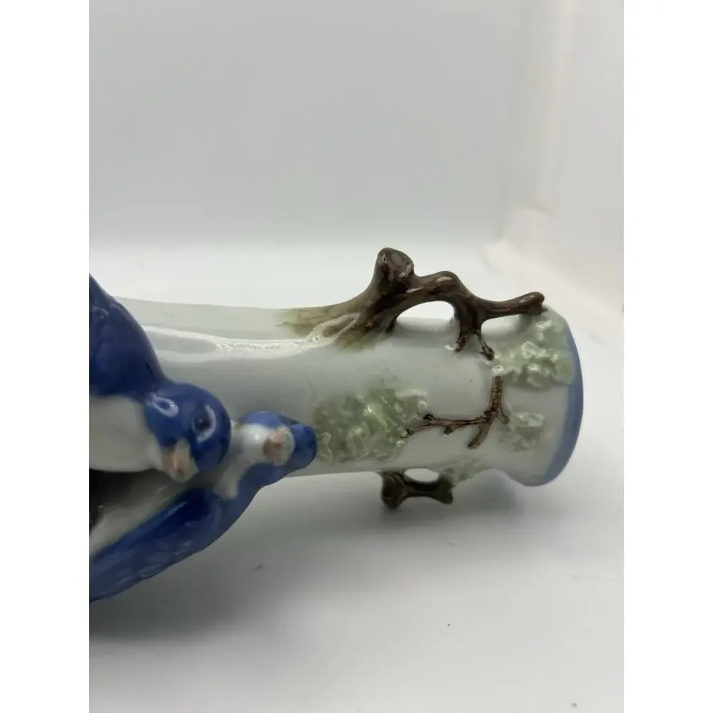 Vintage Porcelain Vase. Representing Trees And Birds.